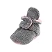 TMEOG Unisex-Baby Neugeborenes Fleece Booties Bio Baumwoll-Futter und rutschfeste Greifer Winterschuhe (6-12 Monate, A_Grau/Pink)