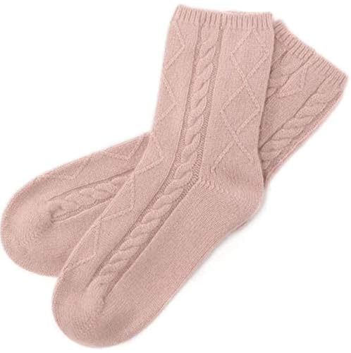 Image of Karen Thomas 100% Cashmere Women's Sleep Socks, 3-Ply Soft Cozy Cable Knit, Luxury Bed Socks for Warmth, Comfort & Lounging