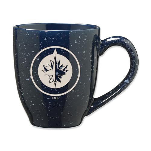 Image of Rico Industries NHL Hockey Winnipeg Jets Navy 16 oz Team Color Laser Engraved Speckled Ceramic Coffee Mug