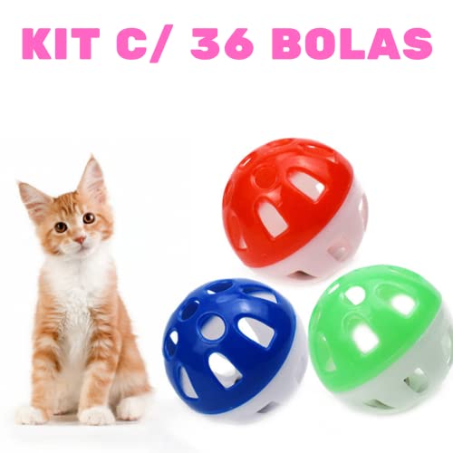 Brinquedo bola guizo para gatos pote com 36 unidades