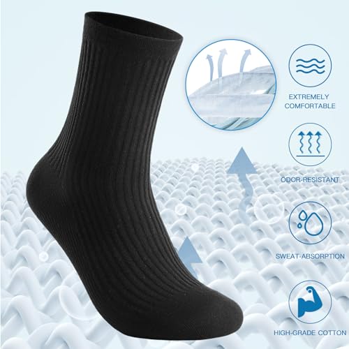 J-BOX Crew Socks for Women Casual Cotton Socks Soft Breathable Dress Socks 10 Pairs3