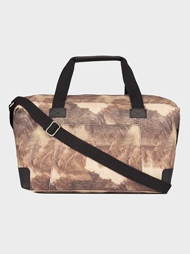 Image of ZOUK Collapsible Duffle Bag for Men and Women | Lightweight Foldable Travel Duffel Bag | Vegan Leather & Handcrafted Fabric | Water-Resistant Lining | 33L Weekend & Short Trip Bag | Gir Glades