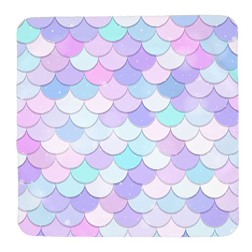 Eassen Purple Colorful Mermaid Fish Scale Baby Swaddle Blanket Unisex Swaddle Wrap Blankets Neutral Receiving Blanket Crib Bedding Sets For Newborn Boy Girl 35.4 X 35.4 Inches #TOP25