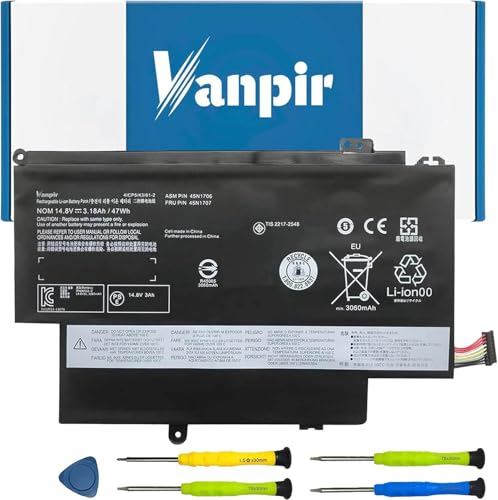 VANPIR 45N1706 Laptop Battery 14.8V 47Wh 3180mAh Replacement for Lenovo ThinkPad S1 Yoga 12 12.5" inch Series Notebook 45N1707 45N1704 45N1705