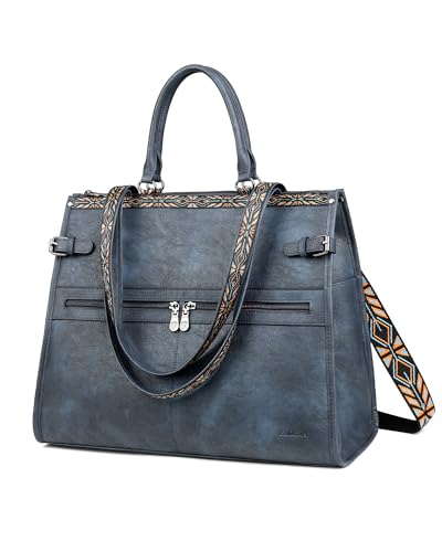 FADEON Laptop Bag for Women Designer PU Leather Large Tote