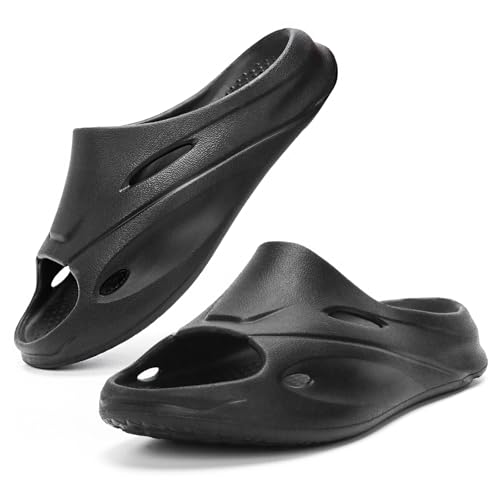 Ranberone Men's Recovery Sandals with Arch Support Orthotic Thick Cushioned & Lightweight Sport Slides Reduces Stress on Feet for Plantar Fasciitis Relief