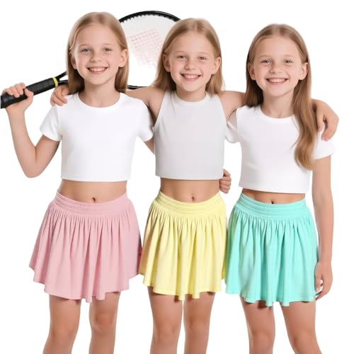 Girls Athletic Flowy Butterfly Shorts 2-in-1 Girls Skirts Skorts,Preppy Clothes for Tennis,Golf,Cheer Practice,Running Sports