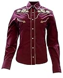 Women's El Señor de Los Cielos Shirt Camisa Vaquera Mujer Color Burgundy (Large)