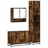 Set di mobili da bagno in legno di rovere affumicato, 3 pezzi
