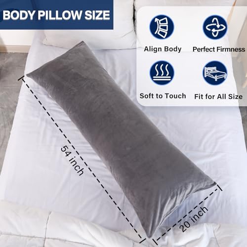 Body Pillow, Memory Foam Body Pillows for Adults Sleeping, Long Pillow for Bed, Big Large Firm Full Body Pillow for Side Sleeper, 20x54 Inch, Light Grey