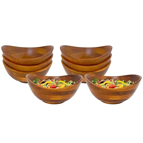 Woodard & Charles Set of 8 Wood Ind Serving Bowls, 7"x6.5"x3", Cherry Stain