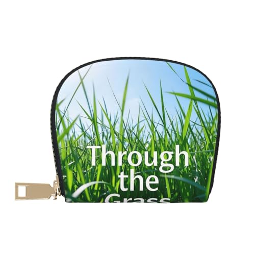 Through the Grass Print Credit Card Holder, PU Leather Small Card Bag Wallets with Zipper for Women Men id Business Card2