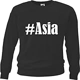 Reifen-Markt Sweat-shirt Hashtag #Asia pour femme, homme et enfant dans les couleurs noir, blanc, bleu avec impression. - Noir - Herren Large