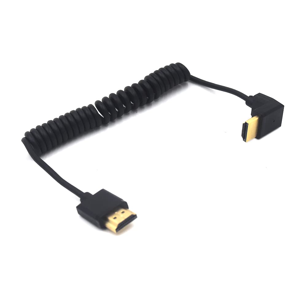 Cavo a spirale HDMI 4K, versione HDMI 2.0, ad alta velocità, 90 gradi verso il basso angolo di 90 gradi HDMI maschio a HDMI maschio, cavo a spirale a molla, 4k 2k 60HZ (angolo superiore)
