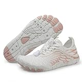 AoSiFu Kids Water Shoes Boys Girls Swim Hiking Aqua Socks Quick Dry Beach Barefoot Shoes Walking Sneakers Little Big Kid 1811-White, 29