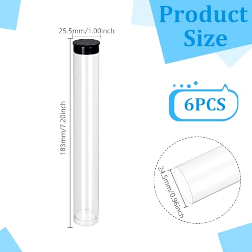 AHANDMAKER 6 Stück Durchsichtige Aufbewahrungsröhren Aus Kunststoff 7(1) cm Mit Schwarzem Deckel Flacher Boden Langlebige Perlenbehälter Zum Basteln von Schmuckzubehör Aufbewahrung von Gegenständen