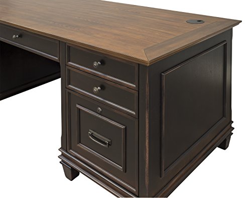 Martin Furniture Hartford Double Pedestal Shaped Desk, Brown - Fully Assembled - Thumbnail 7