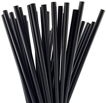 eDaydeal 7 3/4 Inches Jumbo Black Plastic Stirrers Unwrapped Straws for Sipping and Stirring Hot and Cold Drinks for Bars Cafes Restaurants Home Use (Pack of 500)