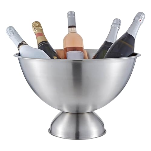 Buckingham Premium Wine Cooler Large Punch Bowl Stainless Steel Champagne Ice Bucket Durable Rolled Edge Professional Grade Party Drinks Holder 17.5 litres 40 cm (Matt Finish)