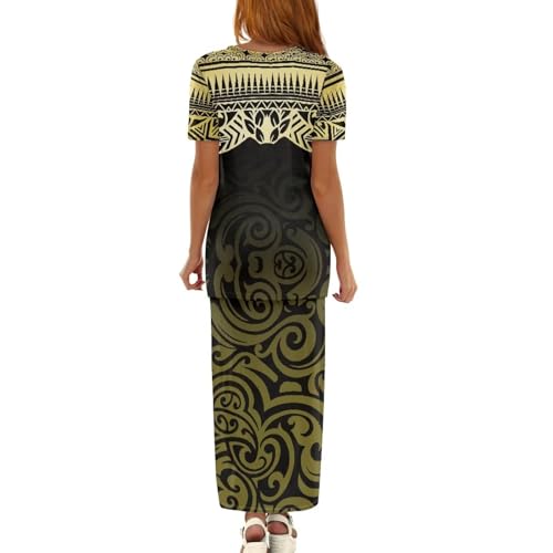 Women's Samoa Polynesian Puletasi 2 Piece Set Plus Size Women's Dress Short Sleeve Crop-Neck Ladies Dresses3