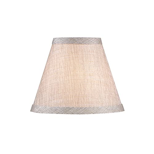 Image of Aspen Creative 51018-9, Hardback Empire Transitional Clip-On Chandelier Shade, Beige Linen Texture Fabric, 3 inch Top x 6 inch Bottom x 5 inch Slant, Set of 9