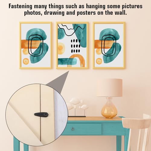 Image of TIESOME 200 Pcs Picture Frame Backing Clips, Buckle Black Back Pictures Frame Hardware Backing Clips Flat Metal Turn Button with Screws for Photos Artwork Gift Boxes
