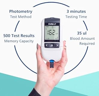 CURO L7 - Professional Home Cholesterol Testing with Lipid Blood Test Kit - Easy to Use, Accurate Results, Comprehensive Breakdown, Memory Storage, and Exceptional Support