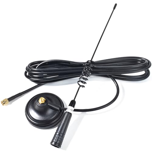 Antena GMRS de 460 a 470 MHz con cable de 13 pies SMA macho y base de montaje magnético HYS
