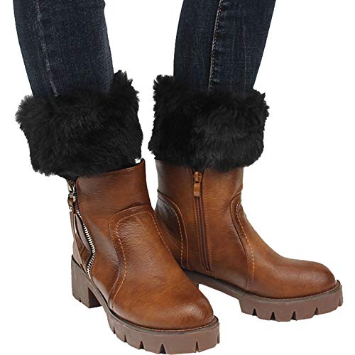 Image of Womens Fur Trim Boot Cuff Top Cover Leg Warmers