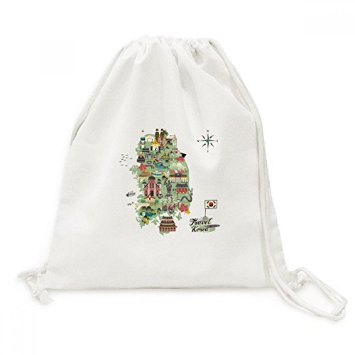Sac voyage Corée du Sud imprimé graphique toile à cordons
