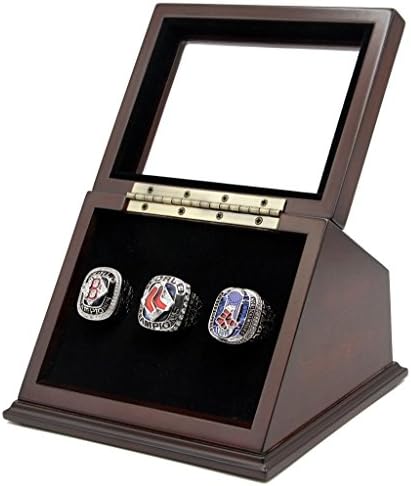 Trophies Collectible Championship Rings Display Case Box with 3 Holes and Slanted Glass Window for Any Championship Rings -Rings are Not Included