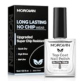 Morovan Top Coat Nail Polish: 14 Day Long Lasting No Chip Quick Dry Top Coat High Gloss Gel-Like Shine Anti-Stain Clear Nail Polish 60s Fast Air Dry Salon Quality For Women 0.5 fl oz