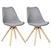 WOLTU® BH52gr-2 2 x Esszimmerstühle 2er Set Esszimmerstuhl mit Sitzfläche aus Kunstleder Design Stuhl Küchenstuhl Holz, Grau