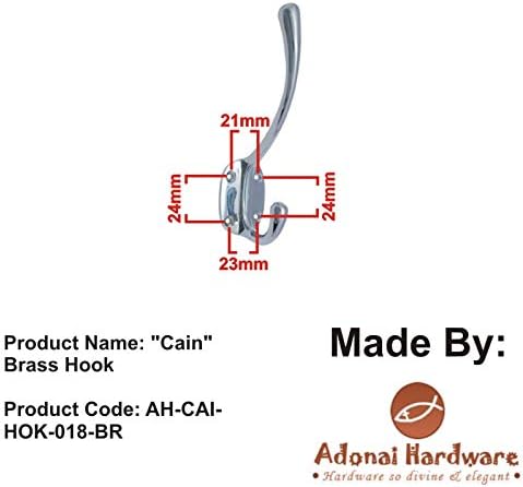 Adonai Hardware Cain Brass Hat and Coat Hook (Supplied as 2 Pieces per Pack)