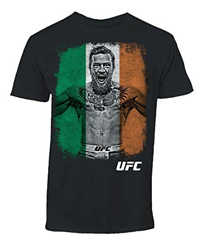 Grossbull Men's Conor McGregor Flag Tee Shirt Black Large