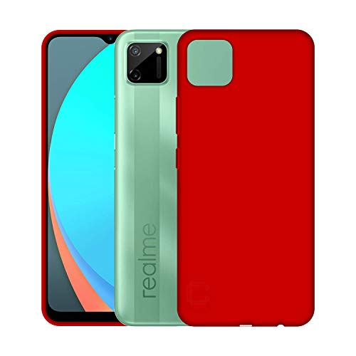 Image of Case Creation Luxurious OG Series for Realme C11 Case Cover,Anti-Dirty Slim Case Frosted Matte Cute Candy TPU Raised Bezel (Splash of Color) Back Cover for Realme C11 - Glamour Red