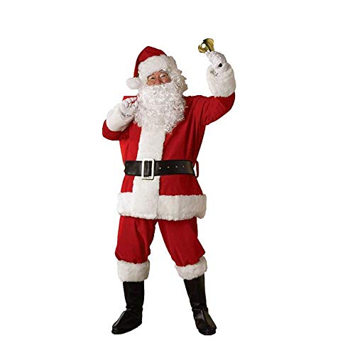 Mystery&Melody Weihnachtsmann-Kostüm - Weihnachtsmann-Kostüm mit Schnurrbart, Gürtel, Hose, Kleidung, Hut, Weihnachtsmann-Kostüme