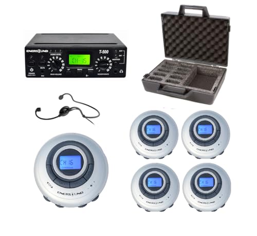 Enersound 5-Person Interpretation System - US-Based Lifetime Limited Warranty and Support - Includes Carrying Case - Ideal for Church School (For 5 People with Case)