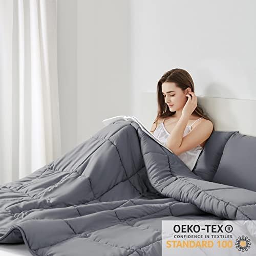 Shilucheng Bedding Down Alternative Comforter King Size,All Season Reversible Lightweight Quilted Duvet Insert with Corner Tabs (Dark Grey, King)