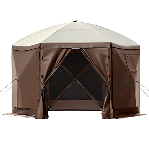 SmarketBuy 10 x 10 FT Gazebo Tent, Pop Up Design Camping Gazebo Tent, 6-Sided Pop-up Canopy Shelter Tents Portable 8 Person Gazebos Screen Tents for Camping and Backyard Activities