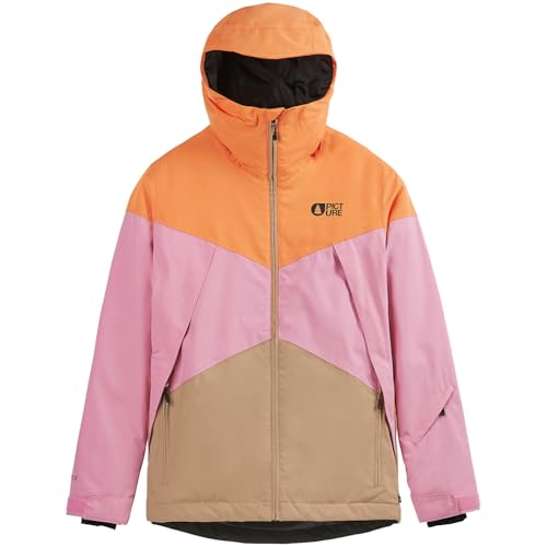 Picture W Seakrest Jacket Colorblock-Orange-Pink - Warme wasserdichte Damen Freeride Skijacke, Größe L - Farbe Latte