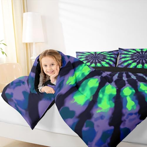 Image of Feelyou Tie Dye Comforter Set Queen Size 3Pcs for Kids Boys Girls