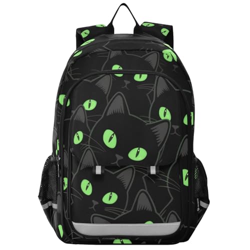 waterproof school backpack for kids 8-12： modern bookbag for kids in assorted colors - Cute Cartoon Black Cat Happy Halloween