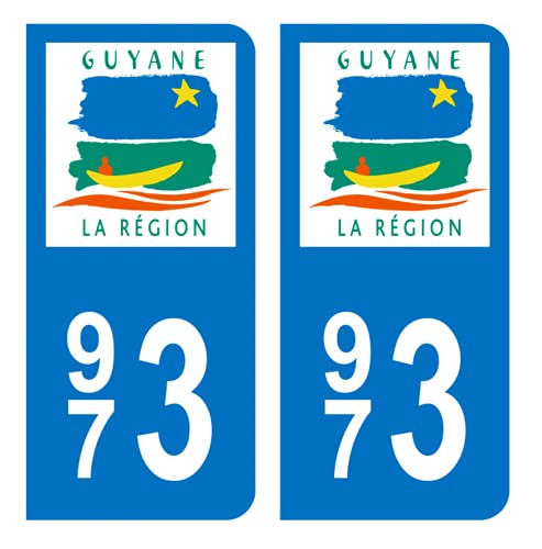 HADEXIA Autocollant Stickers Plaque d'immatriculation Voiture Auto 973 Guyane DROM
