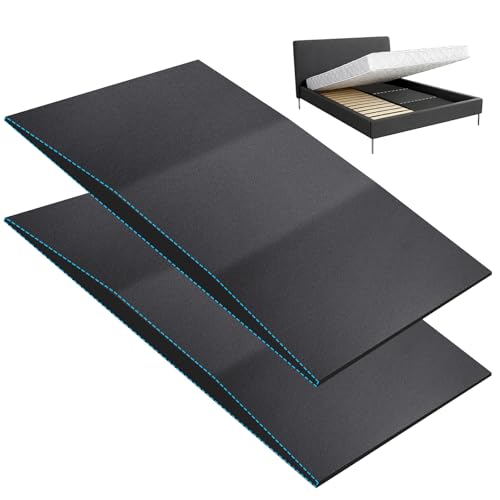 Orifesio 2 Pack Under Mattress Support, 47 x 25 x 2'' Sagging Mattress Support, 32D High Density Foam Pad to Fix Sinking Bed, Trapezoidal Design Firm Supports Board for Improved Sleep Comfort Black