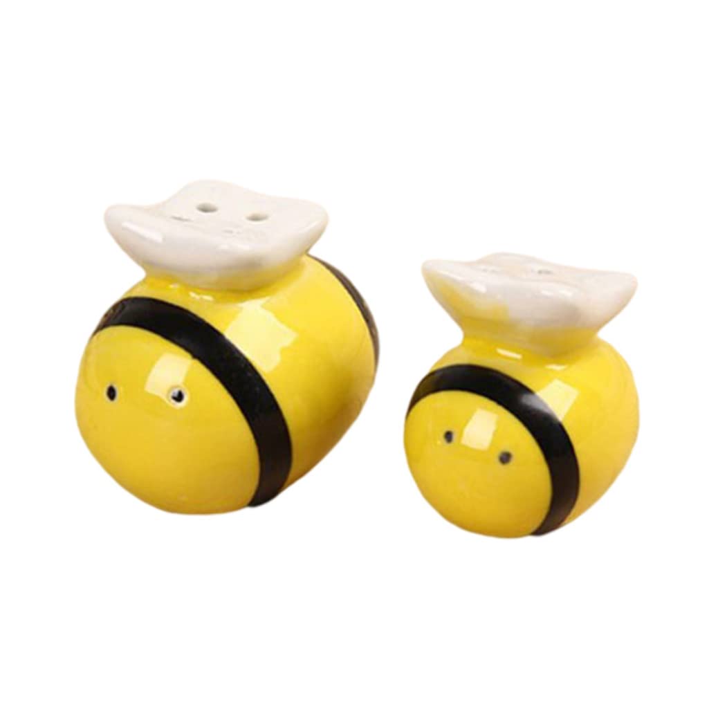 Nukinp Ceramic Honeybee Seasoning Cans Salt Pepper Shakers Container Salt Pepper Shaker for Wedding