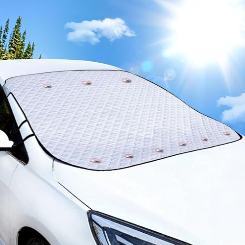 Laihur Car Windscreen Cover Windscreen Sun Shade 9 Magnet Block UV Rays in Summer/Protects Glass in Winter Heavy Duty Thickened Protective Windshield Cover for Car SUV