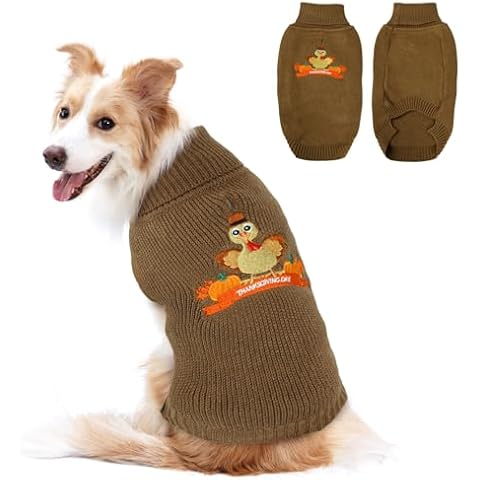 NACOCO Dog Thanksgiving Turkey Sweater - Pet Warm Knitwear Sweater Funny Thanksgiving Turkey Pattern Winter Pet Clothes for Small Dogs(Brown, 2XL) Cover