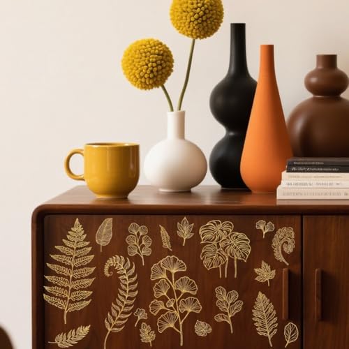 Calcomanías de transferencia de muebles doradas pegatinas autoadhesivas de pared helecho 6