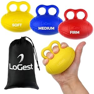LoGest 3 Pack Hand Strengthener Devices Ball Exercisers – 3 Level Set for Therapy, Arthritis and Carpal Tunnel – Lightweigt Training Equipment Targets Fingers and Wrist Hand Exercisers for Strength 6J094G